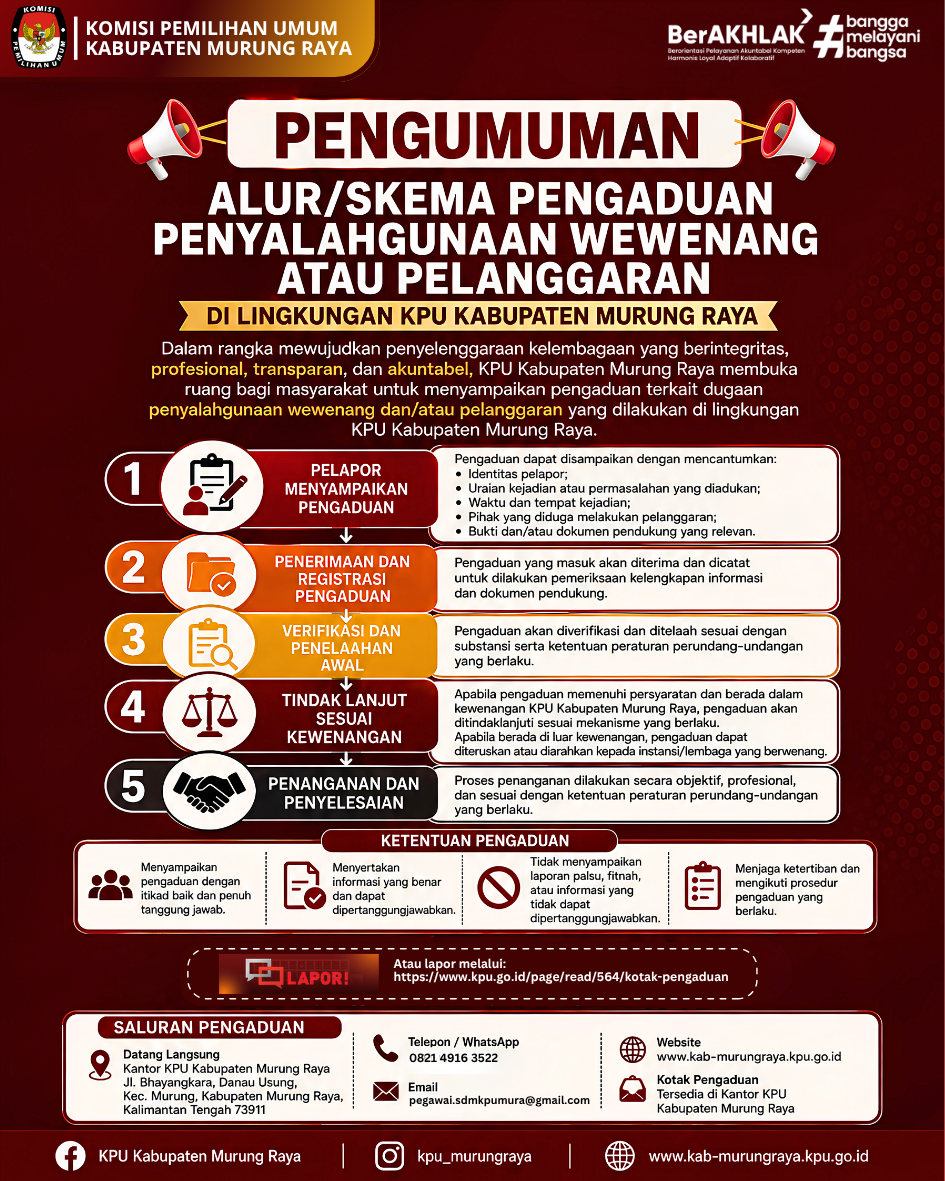 Pengumuman Alur/Skema Pengaduan Penyalahgunaan Wewenang atau Pelanggaran
